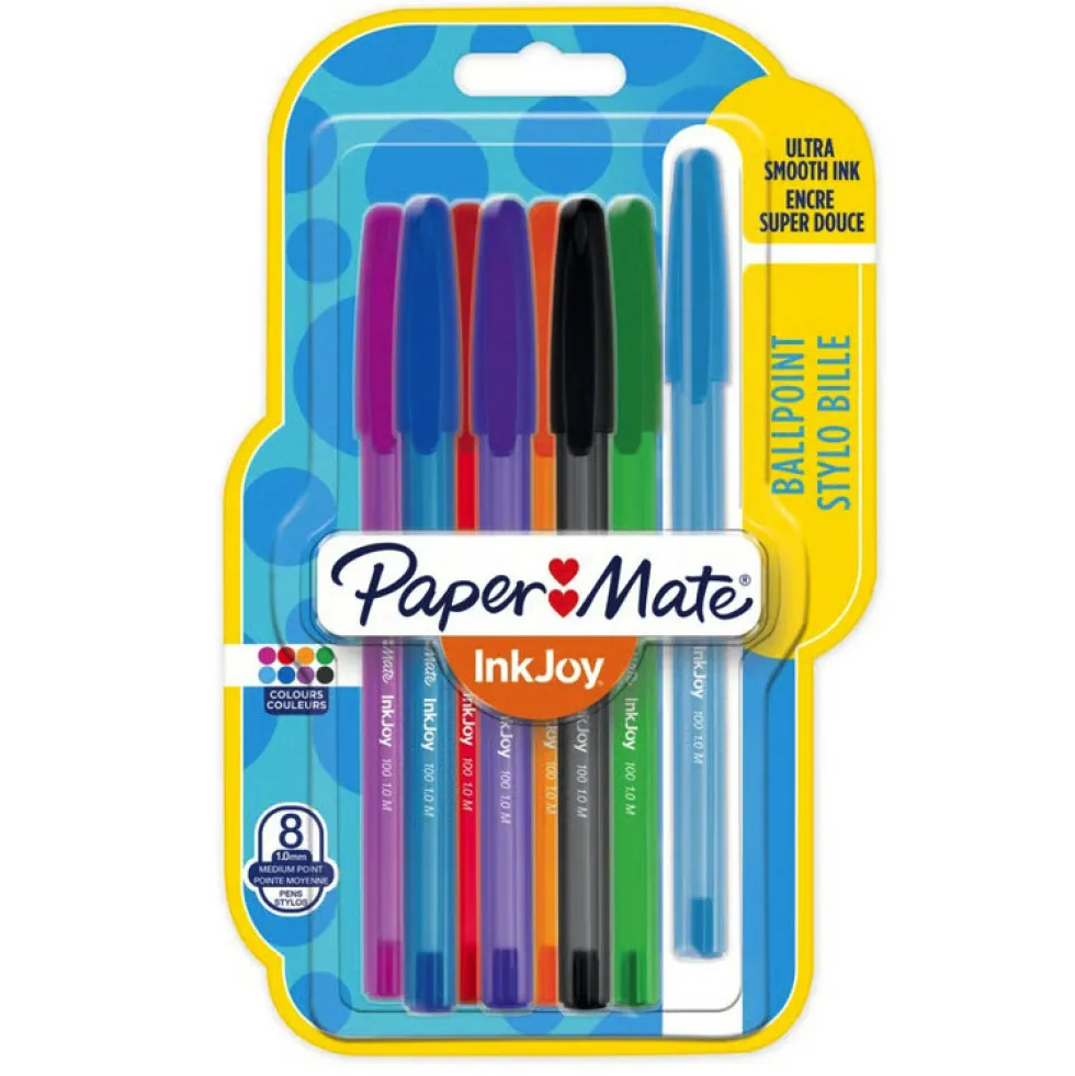 Zestaw długopisów InkJoy 100 - Paper Mate - 1 mm, 8 szt.