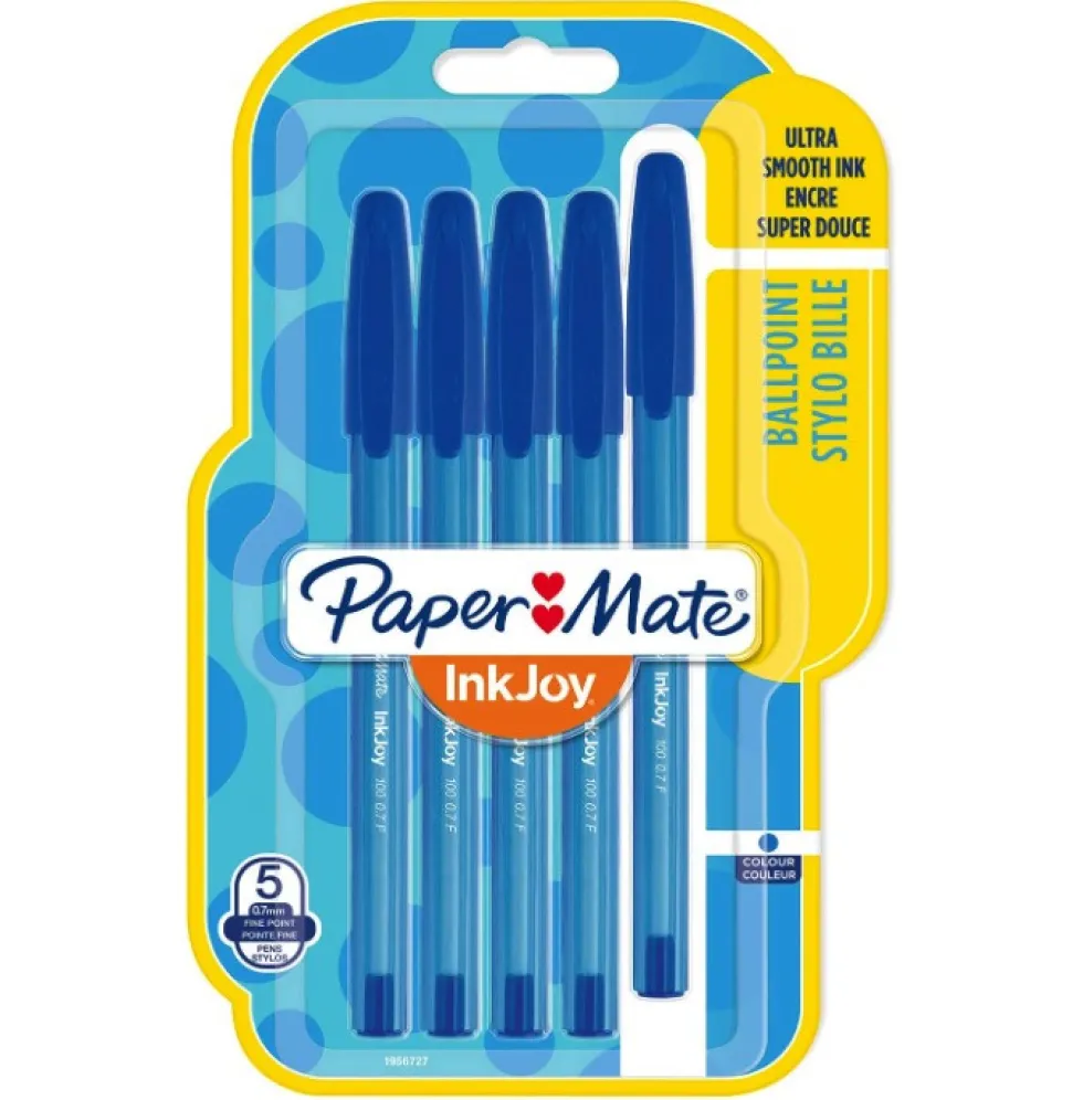 Zestaw długopisów InkJoy 100 - Paper Mate - niebieskie, 0,7 mm, 5 szt.