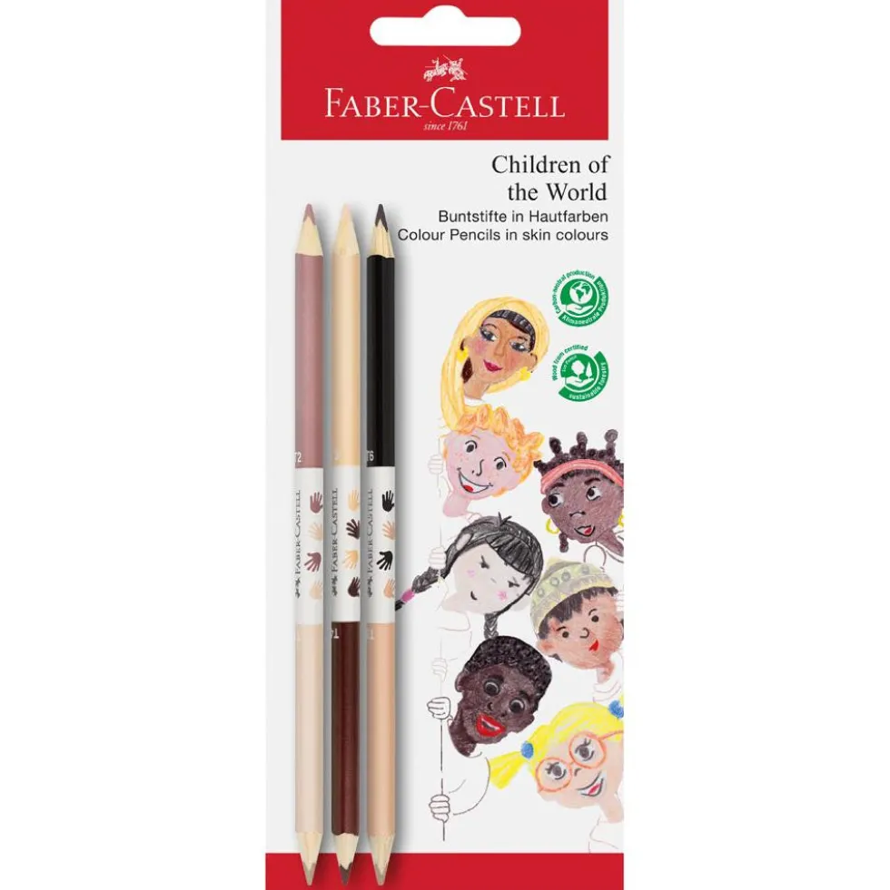 Zestaw dwustronnych kredek Grip, edycja Children of the world - Faber-Castell - 3 szt.