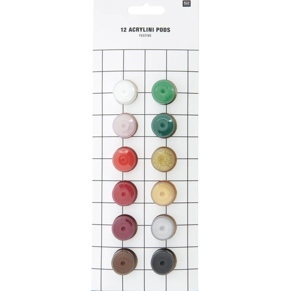 Zestaw farb akrylowych Acrylini Festive - Rico Design - 12 x 3,5 ml