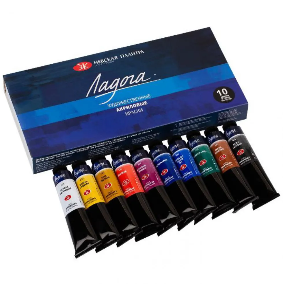 Zestaw farb akrylowych Ładoga - St. Petersburg - 10 kolorów x 46 ml