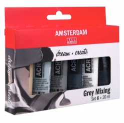 Zestaw farb akrylowych - Amsterdam - Grey Mixing, 6 kolorów x 20 ml