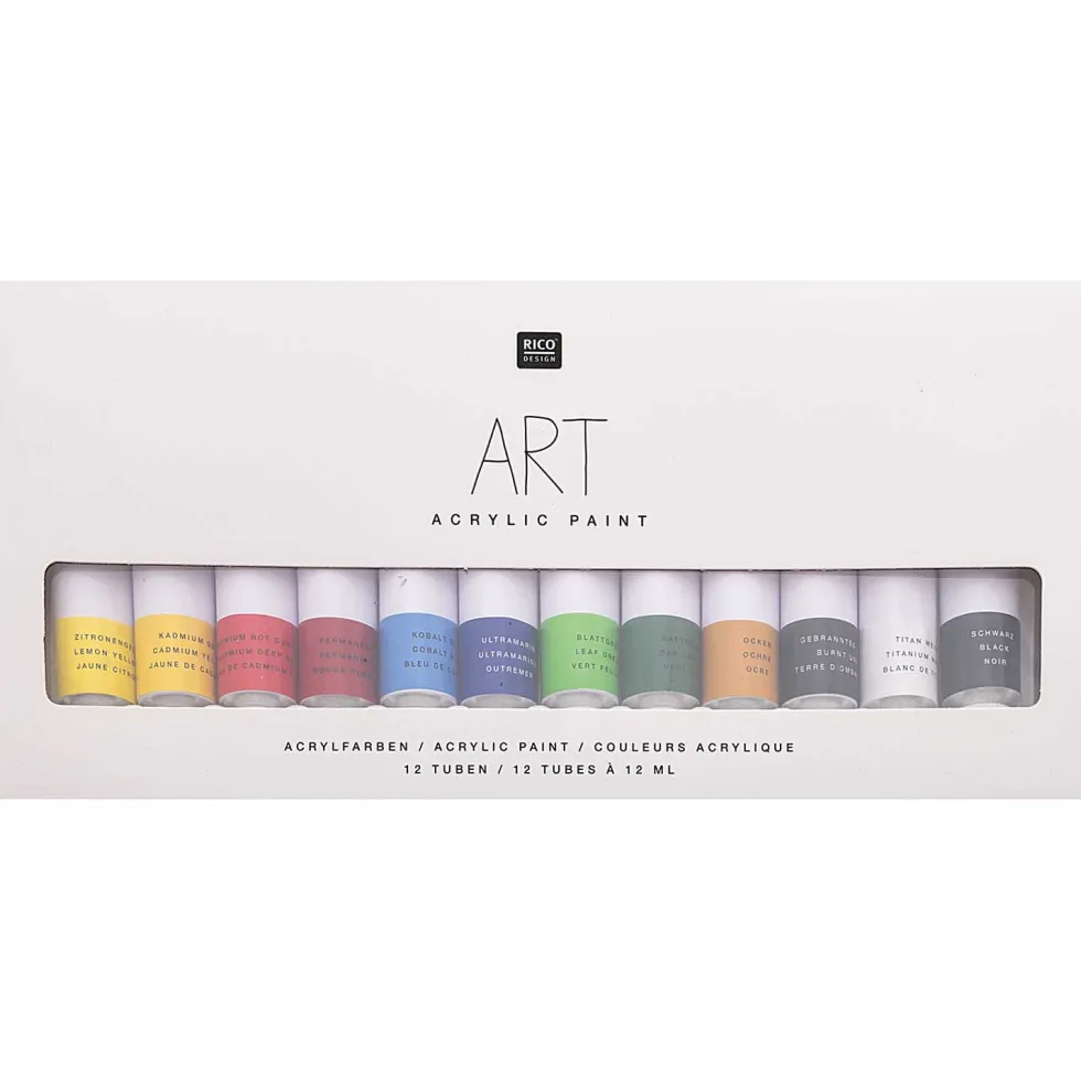 Zestaw farb akrylowych ART - Rico Design - 12 kolorów x 12 ml