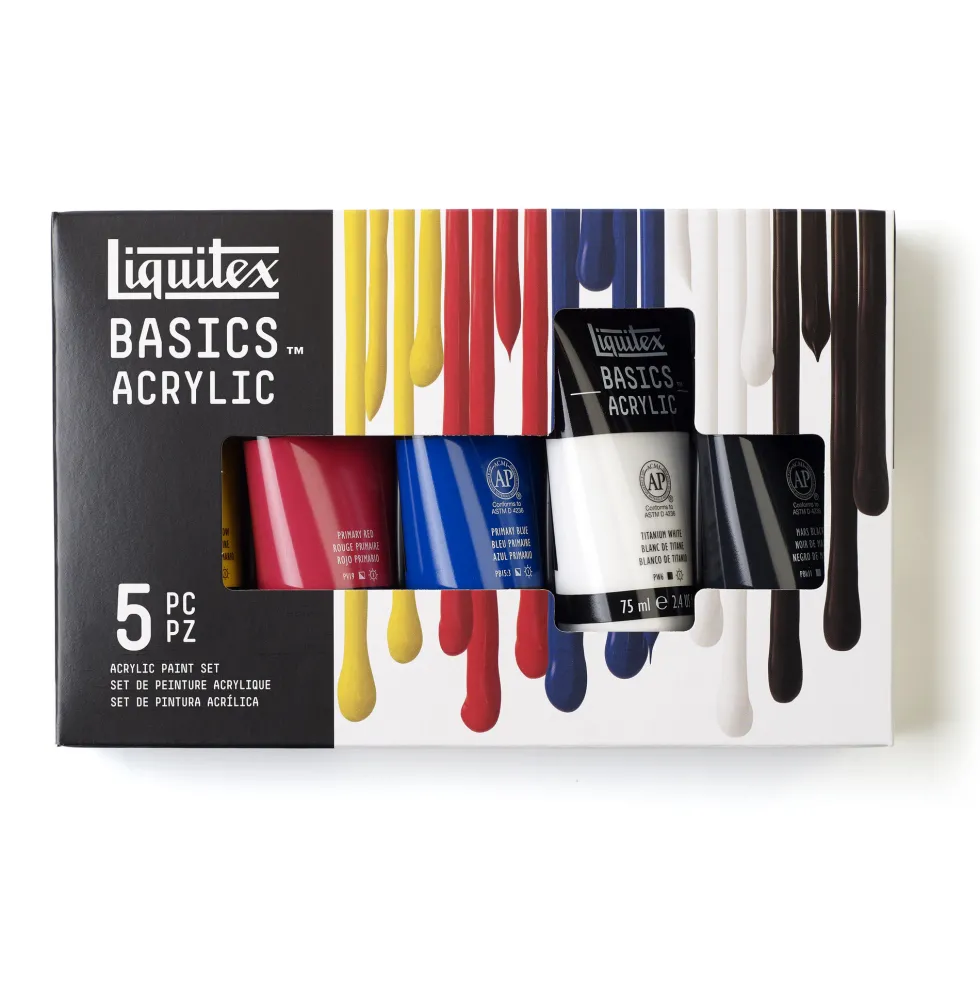 Zestaw farb akrylowych Basics Acrylic - Liquitex - 5 kolorów x 75 ml