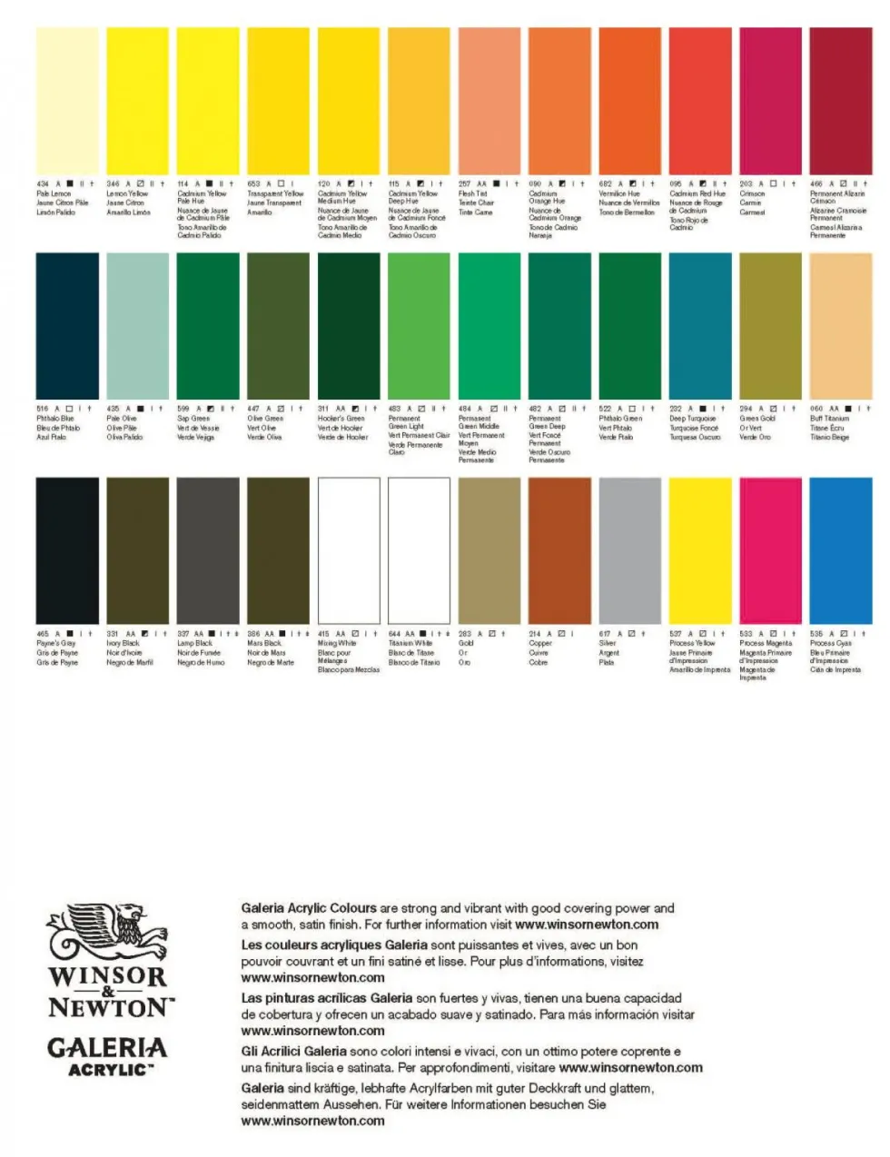 Zestaw farb akrylowych Galeria - Winsor & Newton - 6 kolorów x 60 ml
