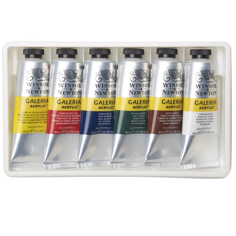 Zestaw farb akrylowych Galeria - Winsor & Newton - 6 kolorów x 60 ml