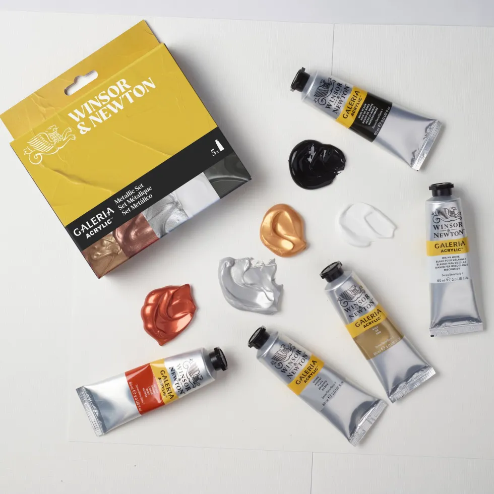 Zestaw farb akrylowych Galeria - Winsor & Newton - Metallic 6 szt.