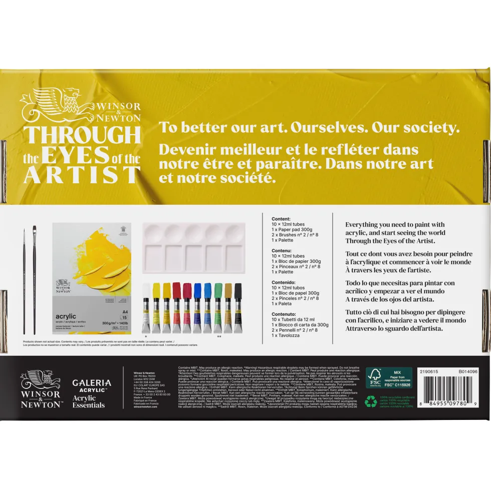 Zestaw farb akrylowych Galeria z akcesoriami - Winsor & Newton - 14 szt.