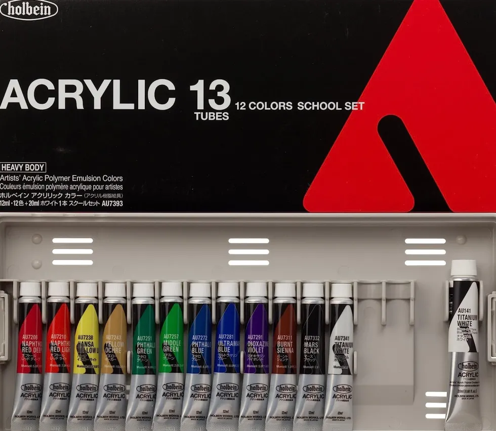 Zestaw farb akrylowych Heavy Body Acrylic, School Set - Holbein - 13 szt.