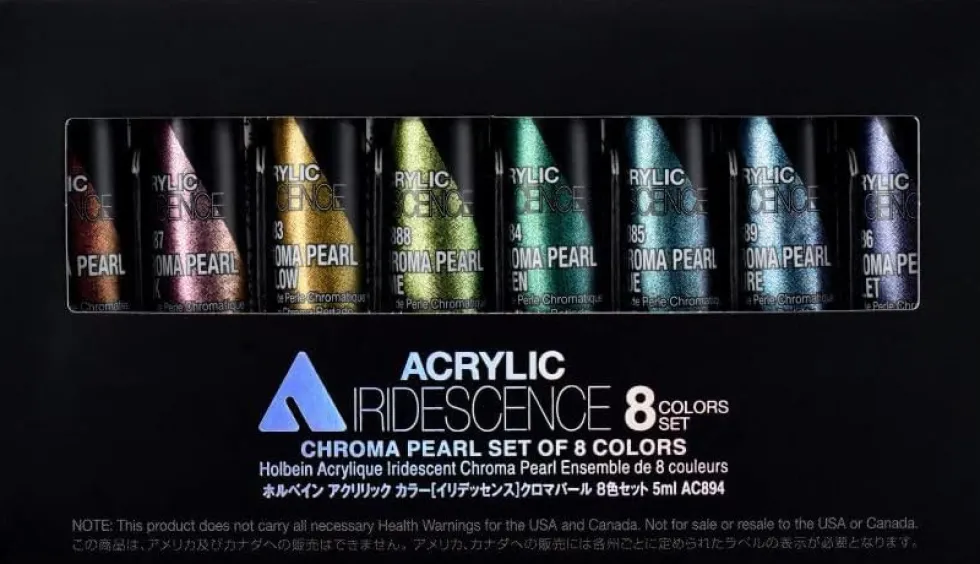 Zestaw farb akrylowych Iridescence Acrylic - Holbein - Chroma Pearl, 8 kolorów x 5 ml