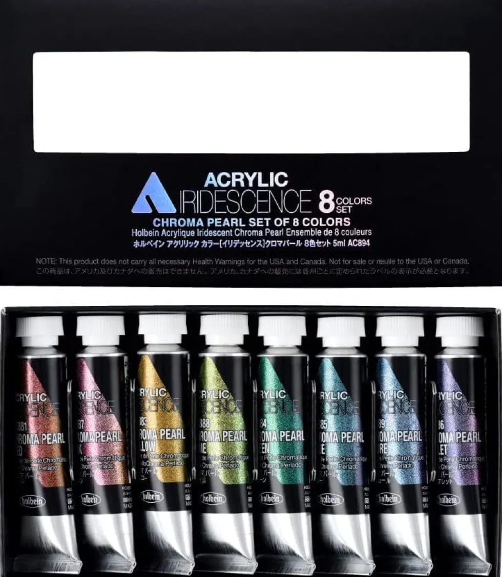 Zestaw farb akrylowych Iridescence Acrylic - Holbein - Chroma Pearl, 8 kolorów x 5 ml