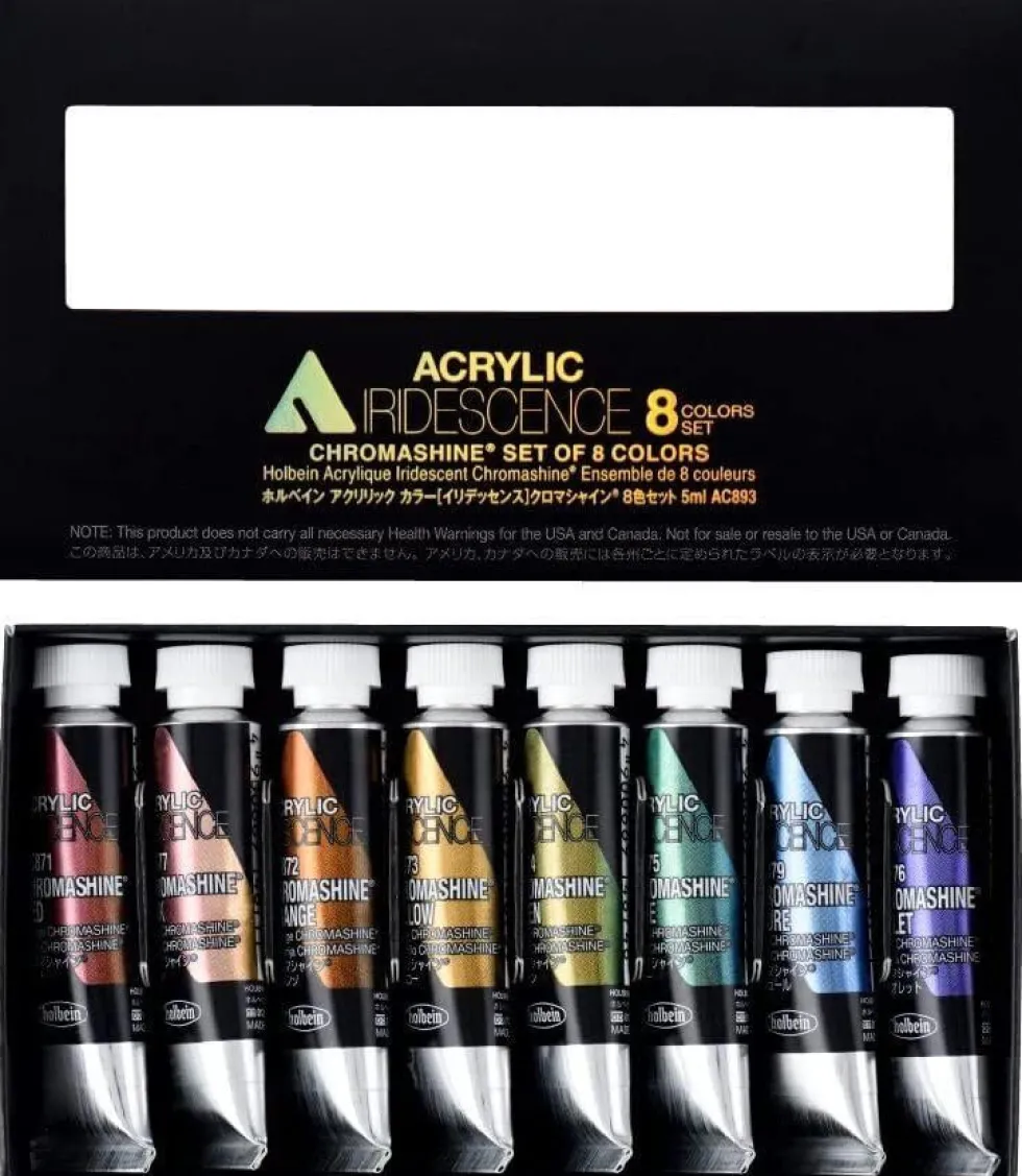 Zestaw farb akrylowych Iridescence Acrylic - Holbein - Chromashine, 8 kolorów x 5 ml