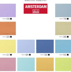 Zestaw farb akrylowych Pastel - Amsterdam - 12 x 20 ml