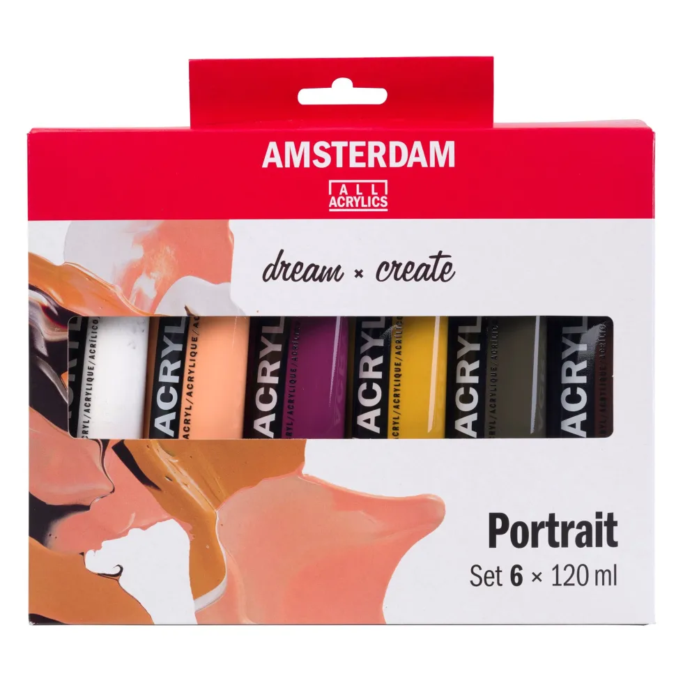 Zestaw farb akrylowych, Portrait - Amsterdam - 6 kolorów x 120 ml