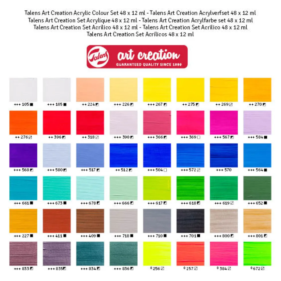 Zestaw farb akrylowych - Talens Art Creation - 48 kolorów x 12 ml