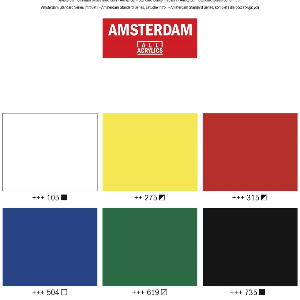 Zestaw farb akrylowych w tubkach - Amsterdam - 6 kolorów x 20 ml