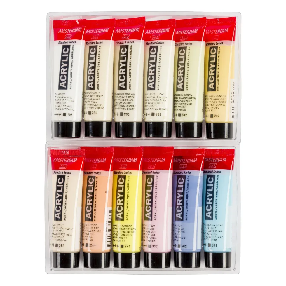 Zestaw farb akrylowych w tubkach - Amsterdam - Pastel, 12 kolorów x 20 ml