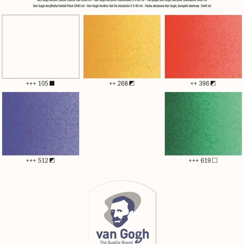 Zestaw farb akrylowych w tubkach - Van Gogh - 5 kolorów x 40 ml