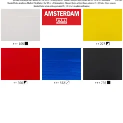 Zestaw farb akrylowych z dozownikami, Primary - Amsterdam - 5 kolorów x 120 ml