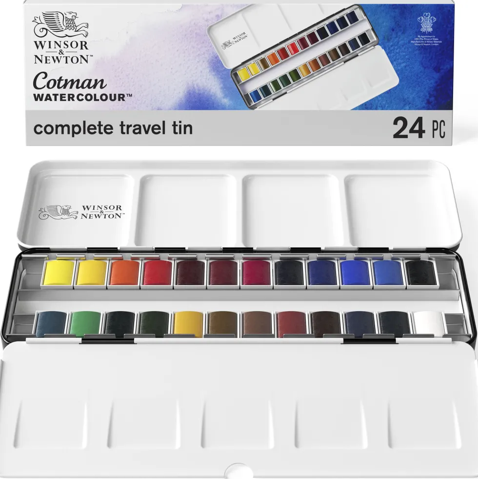 Zestaw farb akwarelowych Cotman Complete Travel - Winsor & Newton - 24 kolory