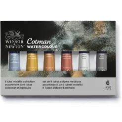 Zestaw farb akwarelowych Cotman Metallic - Winsor & Newton - 6 kolorów x 8 ml
