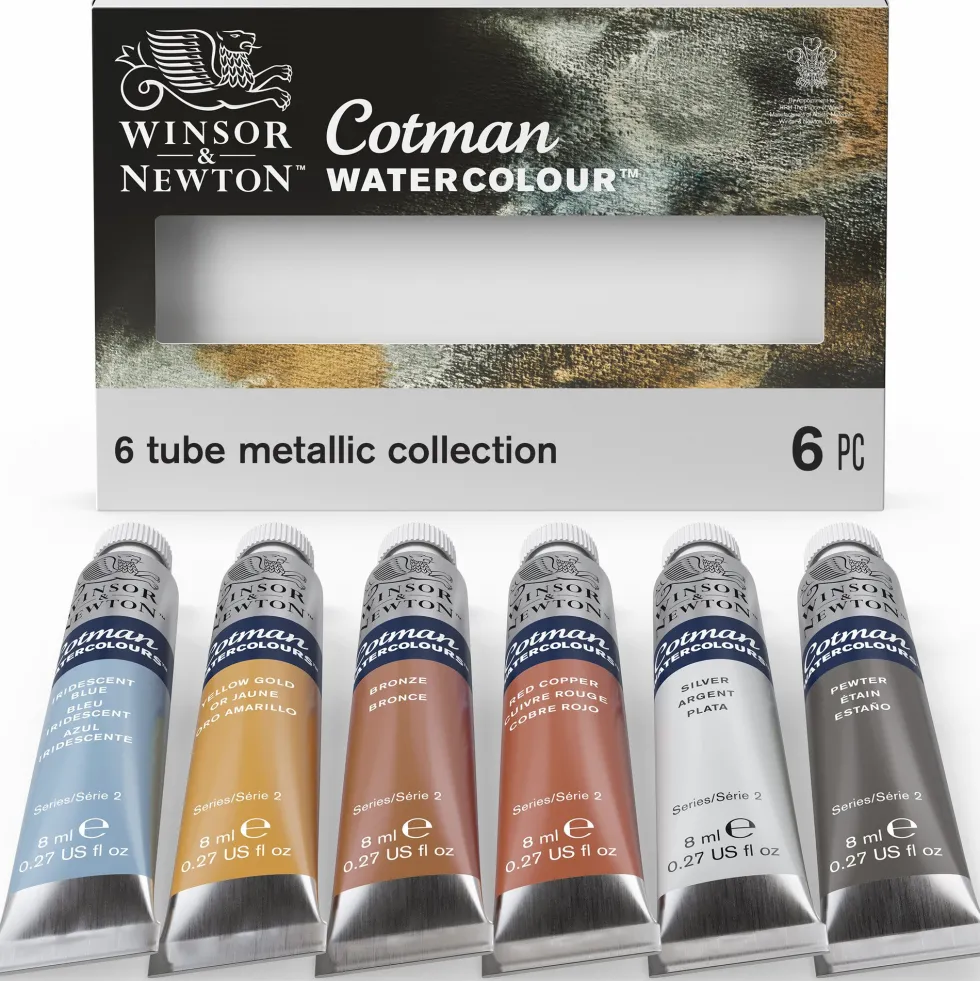 Zestaw farb akwarelowych Cotman Metallic - Winsor & Newton - 6 kolorów x 8 ml