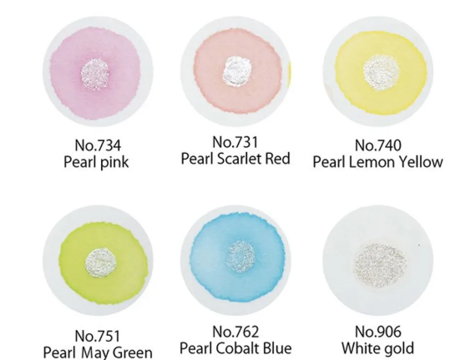 Zestaw farb akwarelowych Gansai Tambi - Kuretake - Pearl Colors, 6 szt.