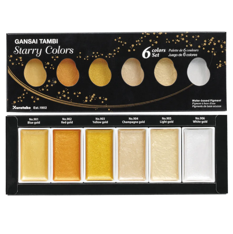 Zestaw farb akwarelowych Gansai Tambi - Kuretake - Starry Colors, 6 szt.