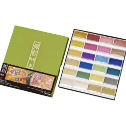 Zestaw farb akwarelowych Gansai Tambi Metallic - Kuretake - 24 szt.