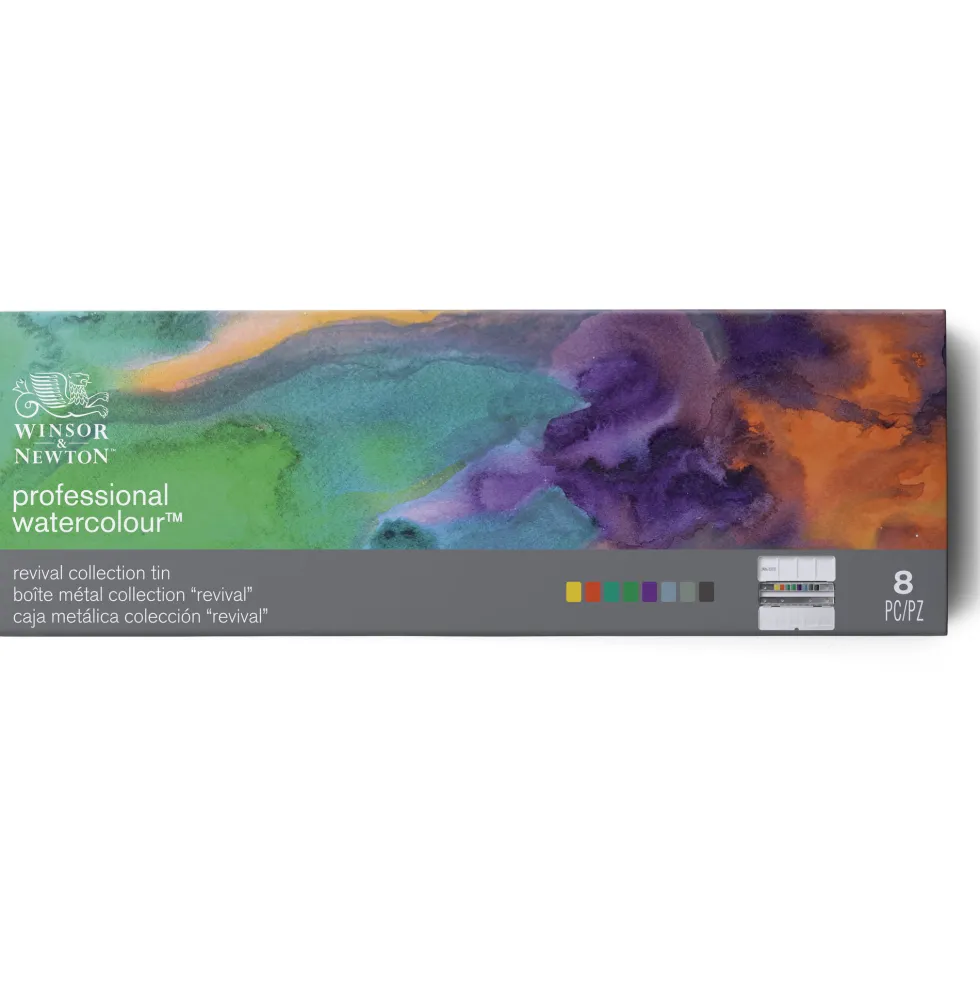 Zestaw farb akwarelowych Professional Revival w półkostkach - Winsor & Newton - 8 kolorów