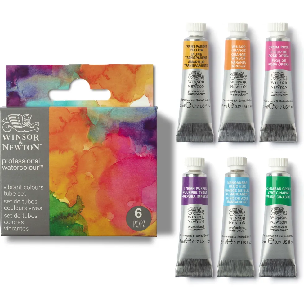 Zestaw farb akwarelowych Professional Vibrant - Winsor & Newton - 6 kolorów x 5 ml