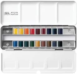 Zestaw farb akwarelowych Professional w półkostkach - Winsor & Newton - 18 kolorów