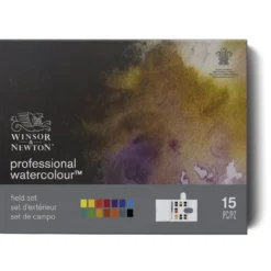 Zestaw farb akwarelowych Professional w półkostkach - Winsor & Newton - 15 kolorów