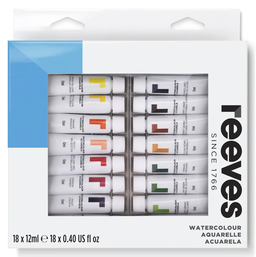 Zestaw farb akwarelowych - Reeves - 18 kolorów x 12 ml