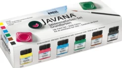 Zestaw farb do jedwabiu i jasnych tkanin Javana - Kreul - 6 kolorów x 20 ml