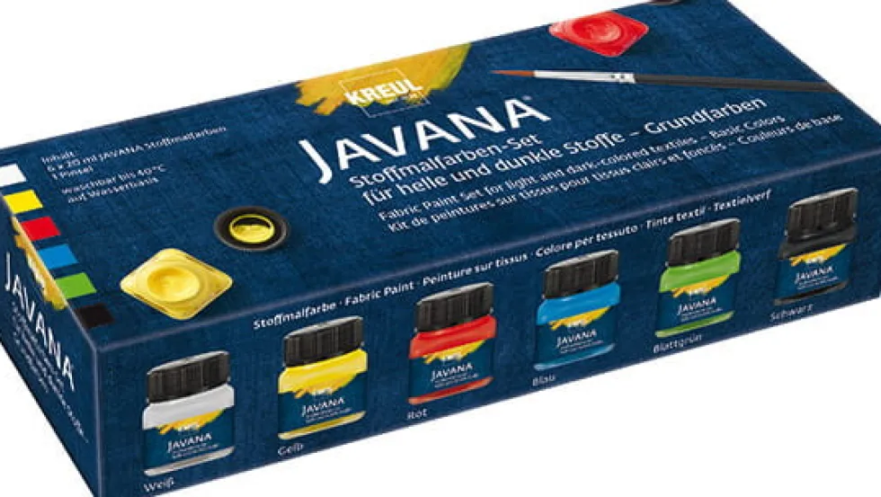 Zestaw farb do tkanin Javana - Kreul - Basic, 6 kolorów x 20 ml
