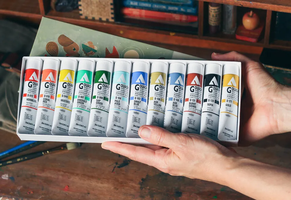 Zestaw farb gwaszy Acryla Gouache - Holbein - Rebecca Green 12 kolorów x 20 ml