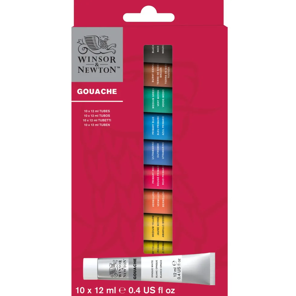 Zestaw farb gwaszy - Winsor & Newton - 10 kolorów x 12 ml