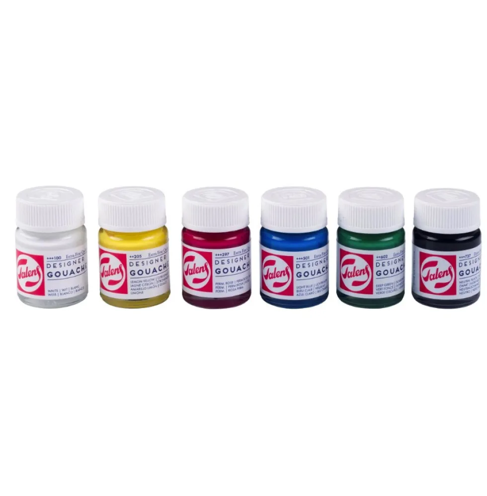 Zestaw farb gwaszy w słoiczkach - Talens - 6 kolorów x 16 ml