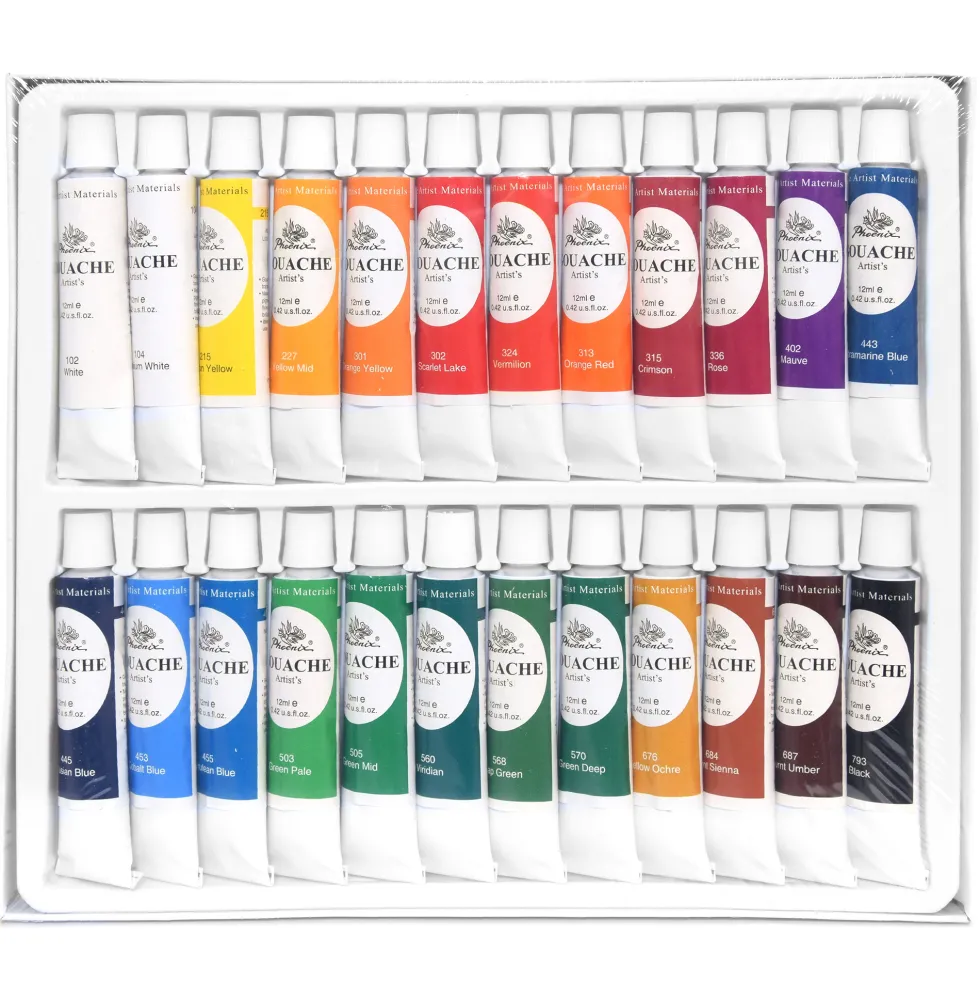 Zestaw farb gwaszy w tubkach - Phoenix - 24 kolory x 12 ml