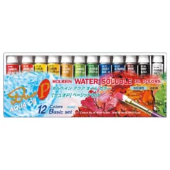 Zestaw farb olejnych Duo Aqua Oil - Holbein - 12 kolorów x 15 ml