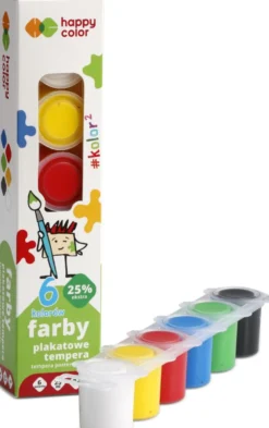 Zestaw farb plakatowych - Happy Color - 6 kolorów x 25 ml