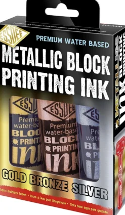 Zestaw farb, tuszów do linorytu Ink - Essdee - Metallic, 3 kolory x 100 ml