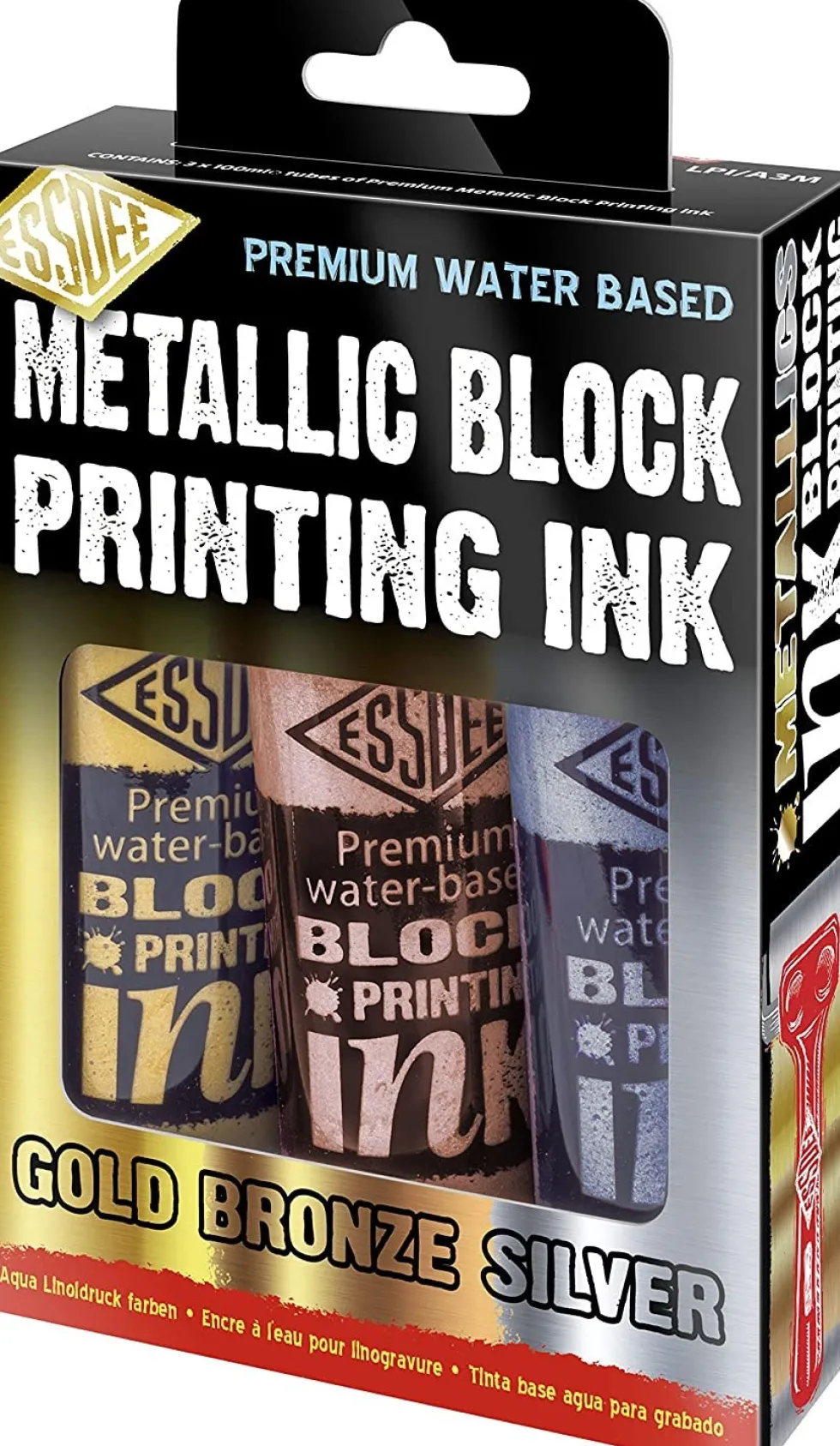 Zestaw farb, tuszów do linorytu Ink - Essdee - Metallic, 3 kolory x 100 ml
