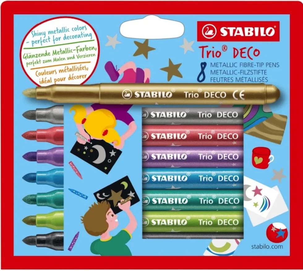 Zestaw flamastrów Trio Deco Metallic - Stabilo - metaliczne, 8 kolorów