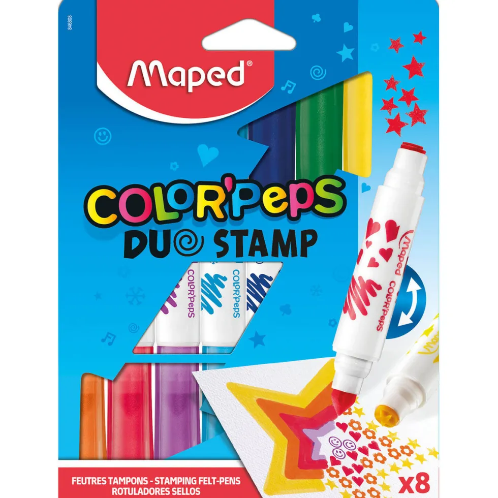 Zestaw flamastrów z pieczątkami Color'Peps - Maped - 8 kolorów