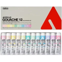 Zestaw gwaszy Acryla Gouache - Holbein - Pastel, 12 kolorów x 20 ml