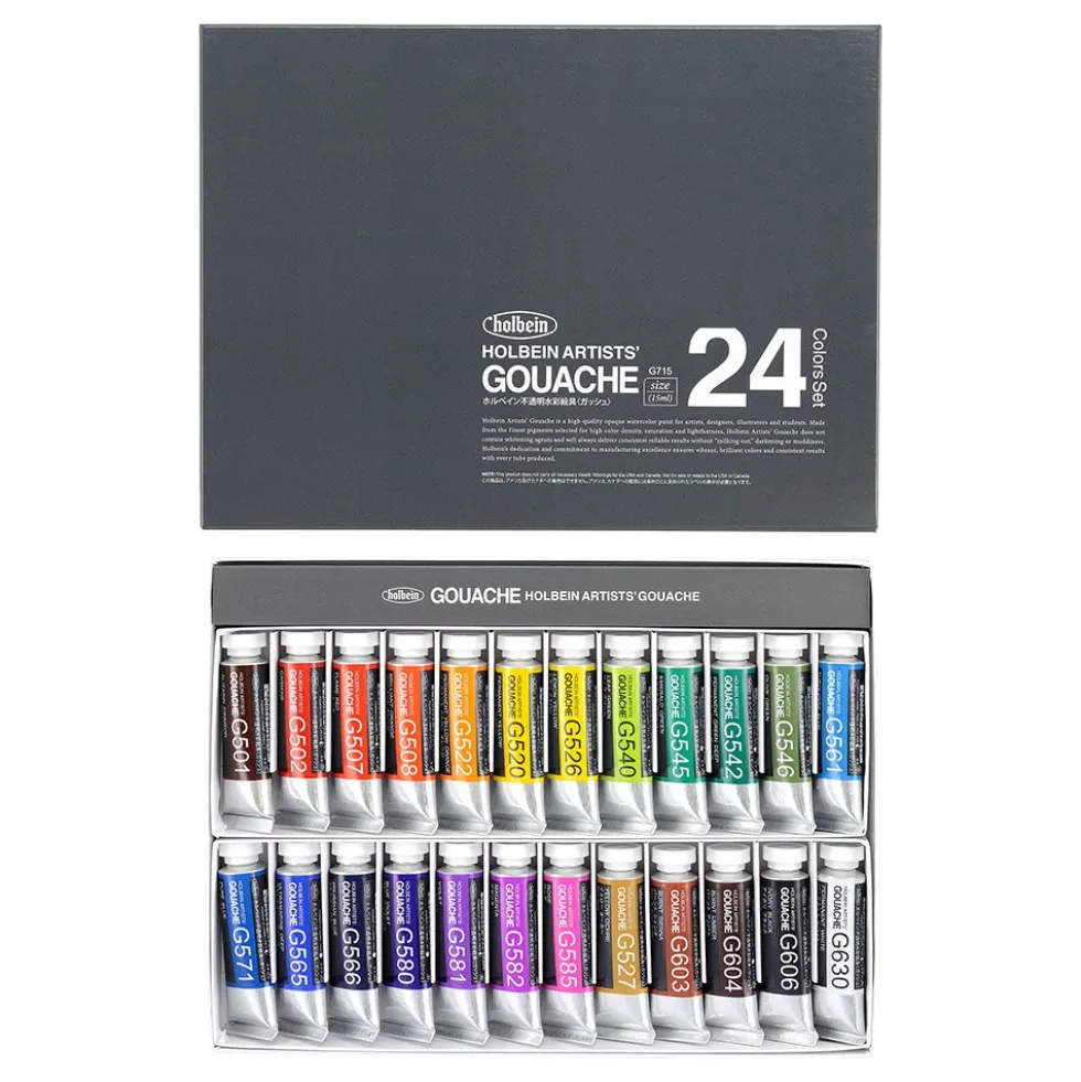 Zestaw gwaszy Artists’ Gouache - Holbein - 24 kolory x 15 ml