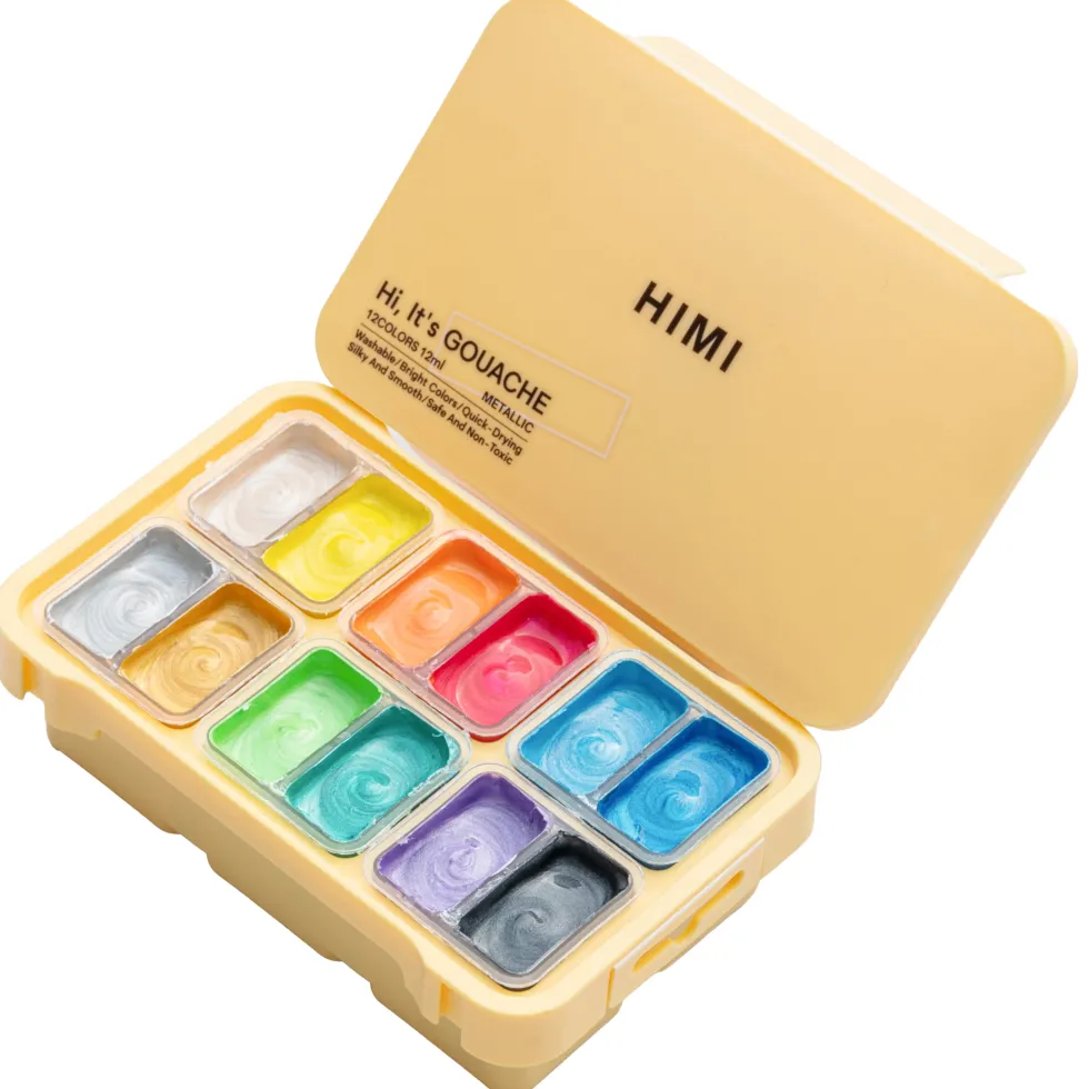 Zestaw gwaszy Twin Cup Metallic - HIMI - 12 szt.
