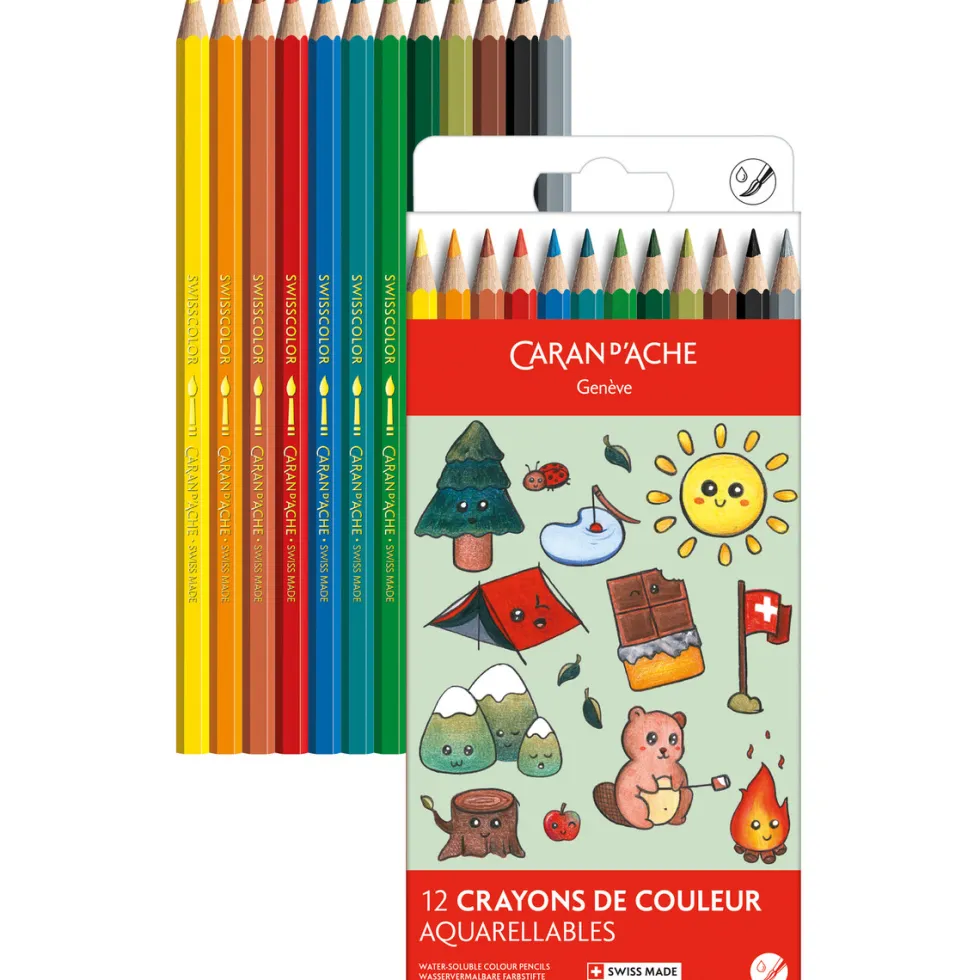 Zestaw kredek akwarelowych Kawaii Mountain - Caran d'Ache - 12 szt.